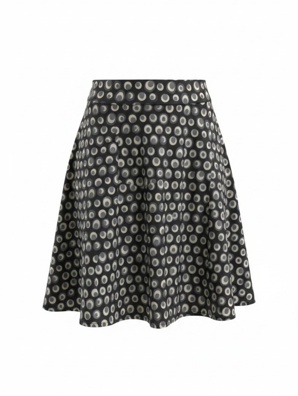 Source Unknown Black Skirt with Cream Dot Print